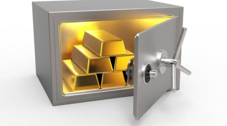 Tresor mit Gold Goldbarren